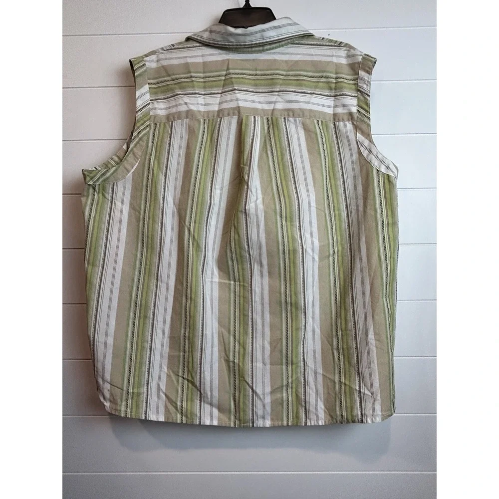 White Stag Button Up Tank Top Women's Sz‎ 4X 26/28 Neutral Stripe